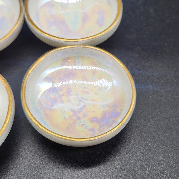 Royal Bavaria Set of 6 2" Salt Cellers Iridescent Pearlescent Gold Trim Ceramic - Picture 5 of 8
